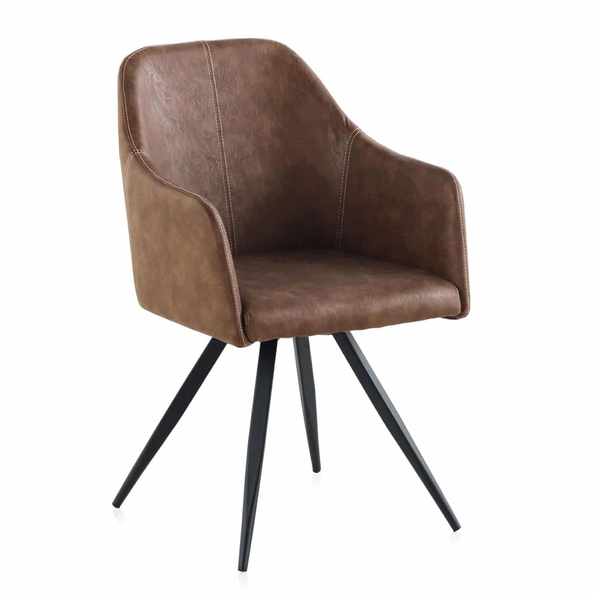 Silla brazos color marron