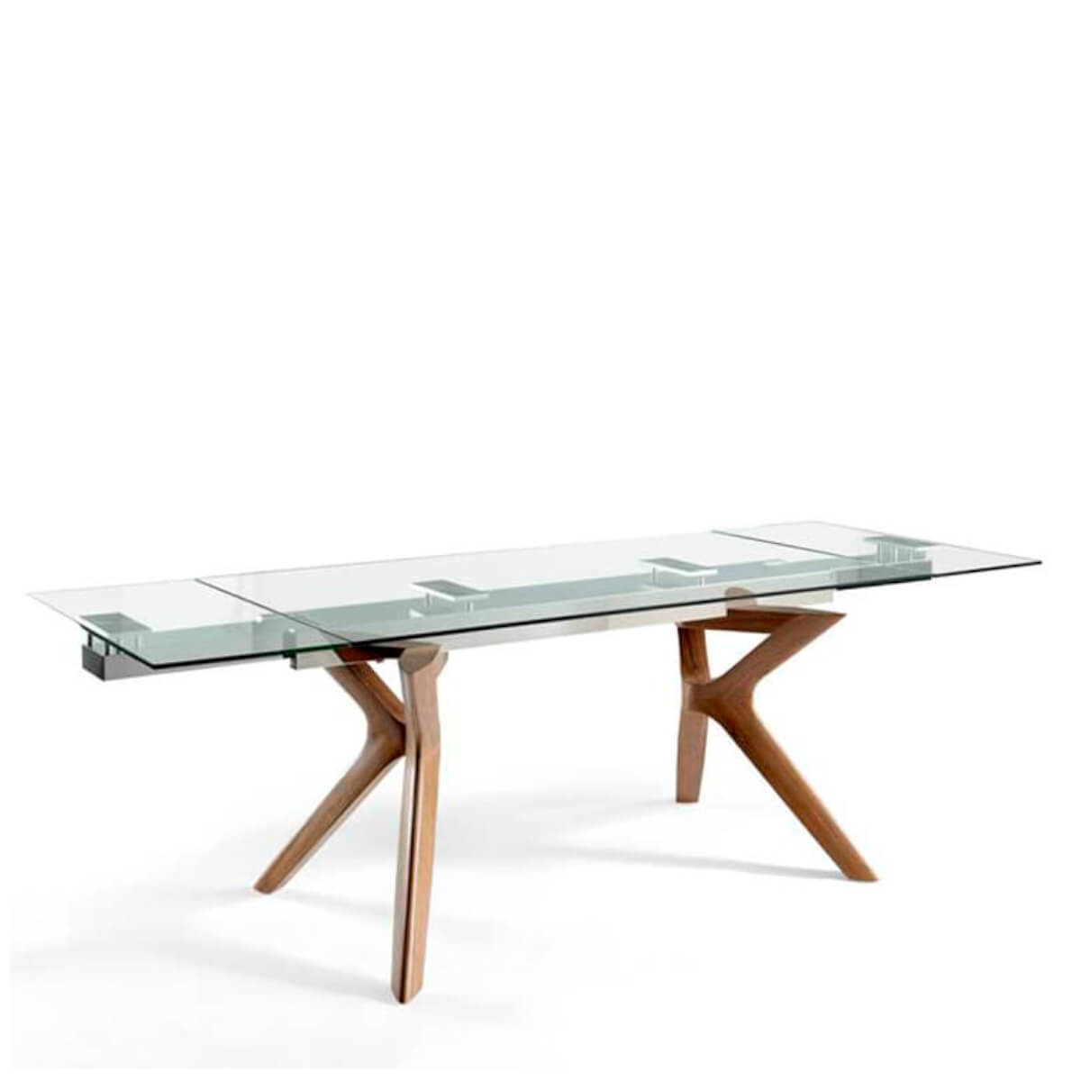 Mesa de comedor extensible cristal y madera