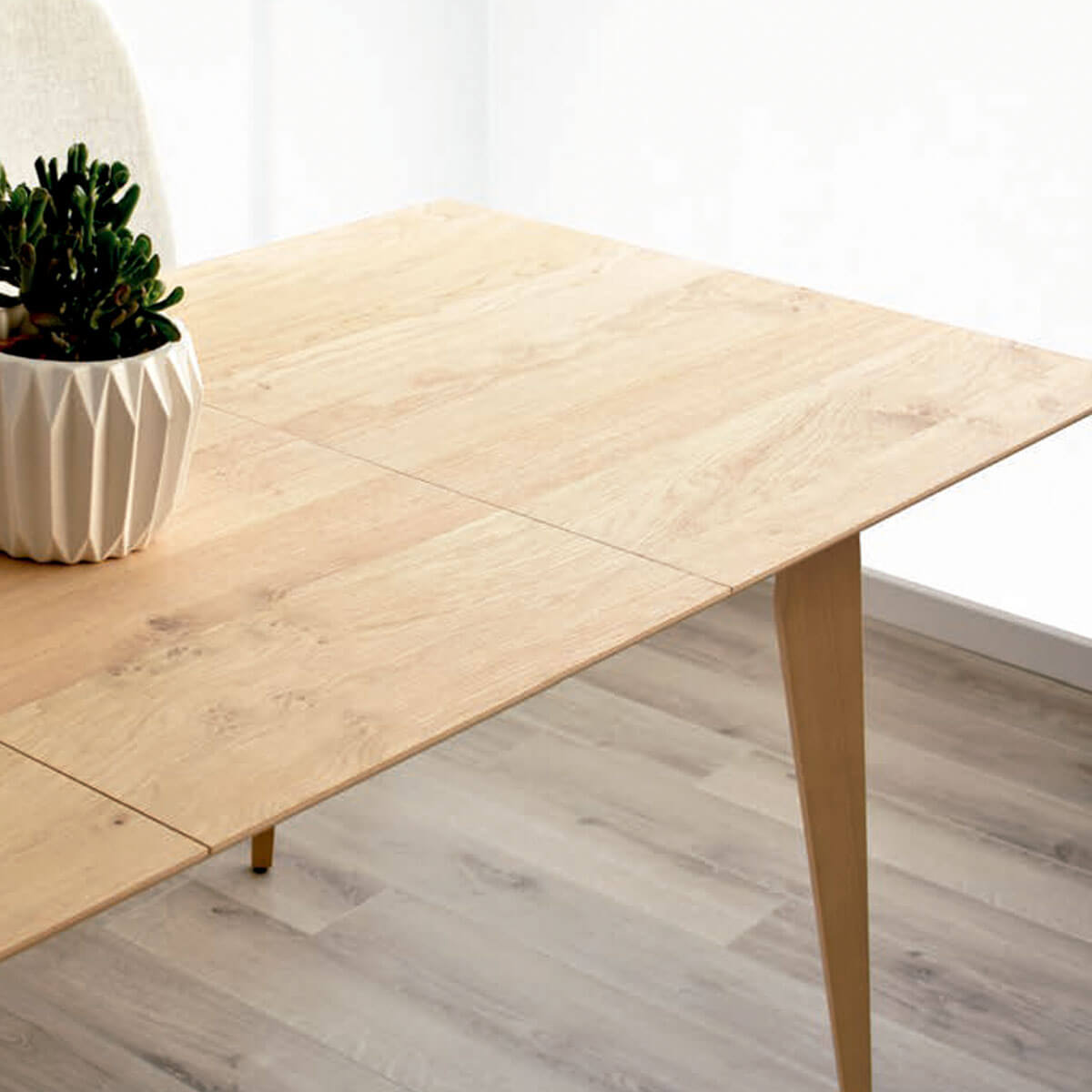 Mesa comedor extensible chapa madera natural