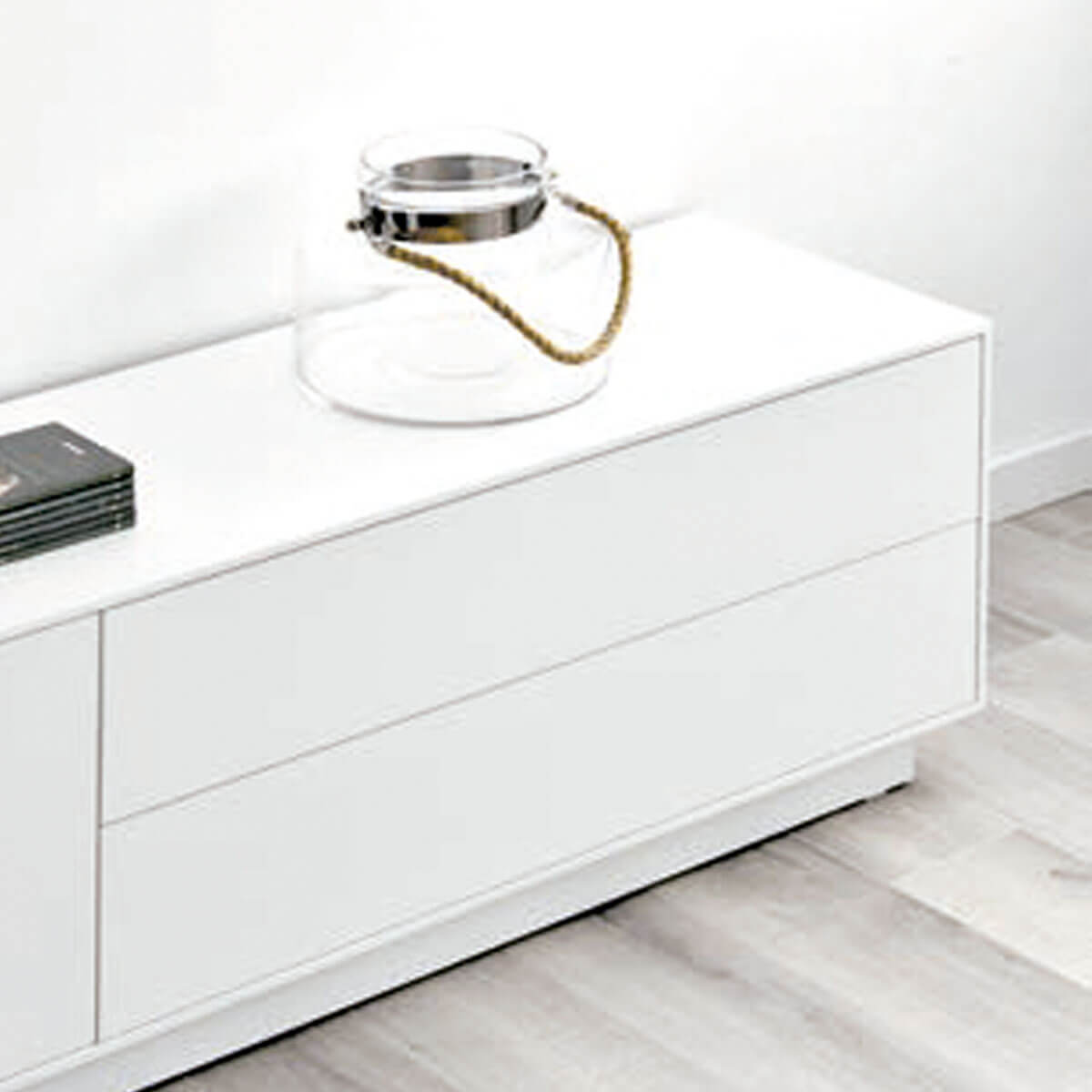 Mueble tv chapa madera natural blanco