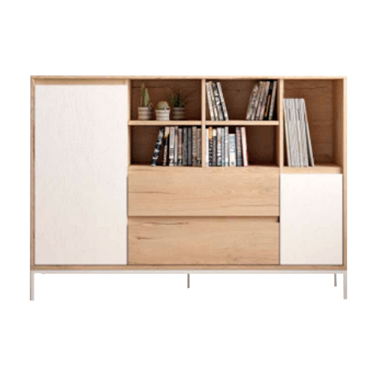 Aparador roble y blanco 150cm