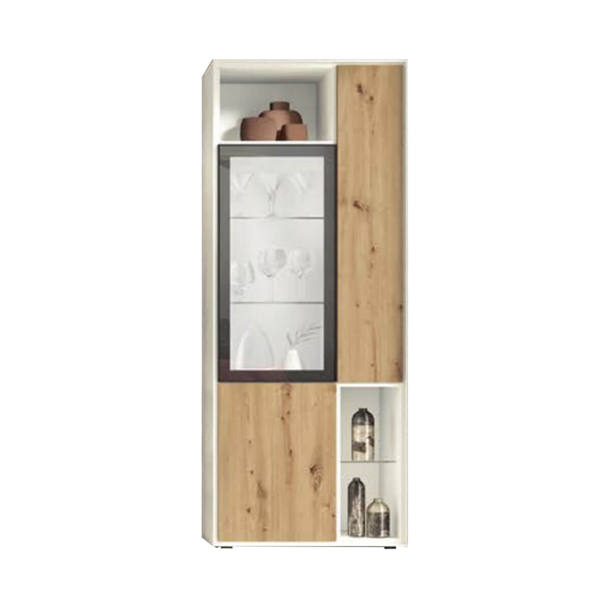 Vitrina roble rustic y blanco 75cm