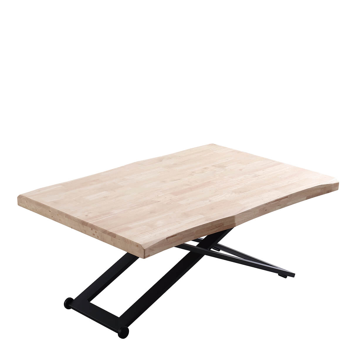 Mesa centro elevable con forma negro y roble