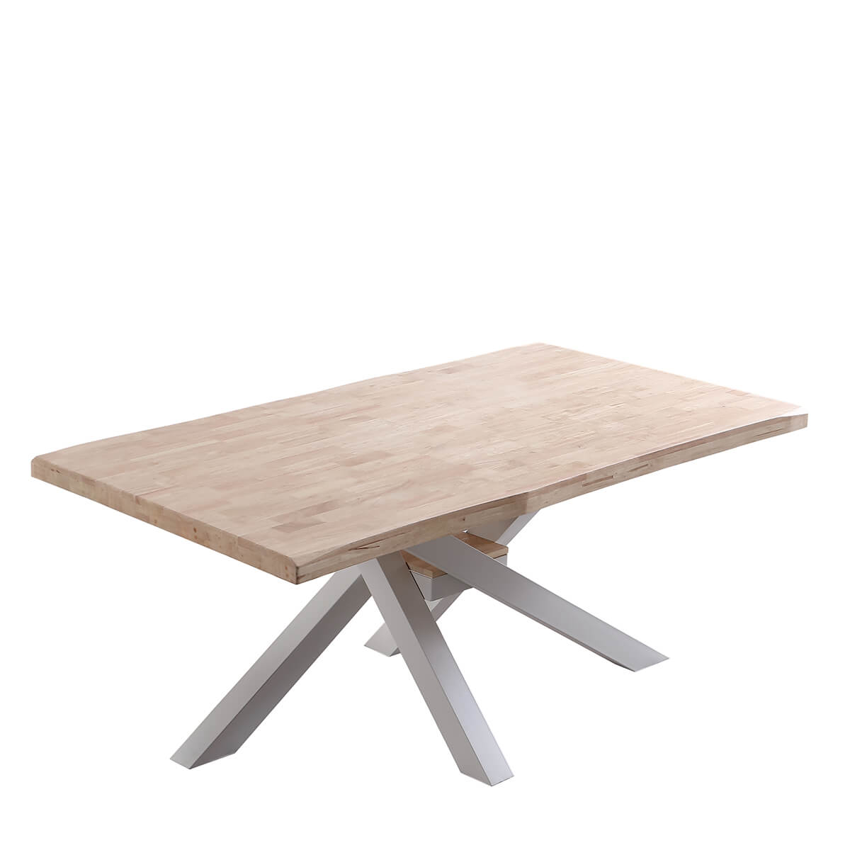 Mesa comedor fija roble y blanco con forma