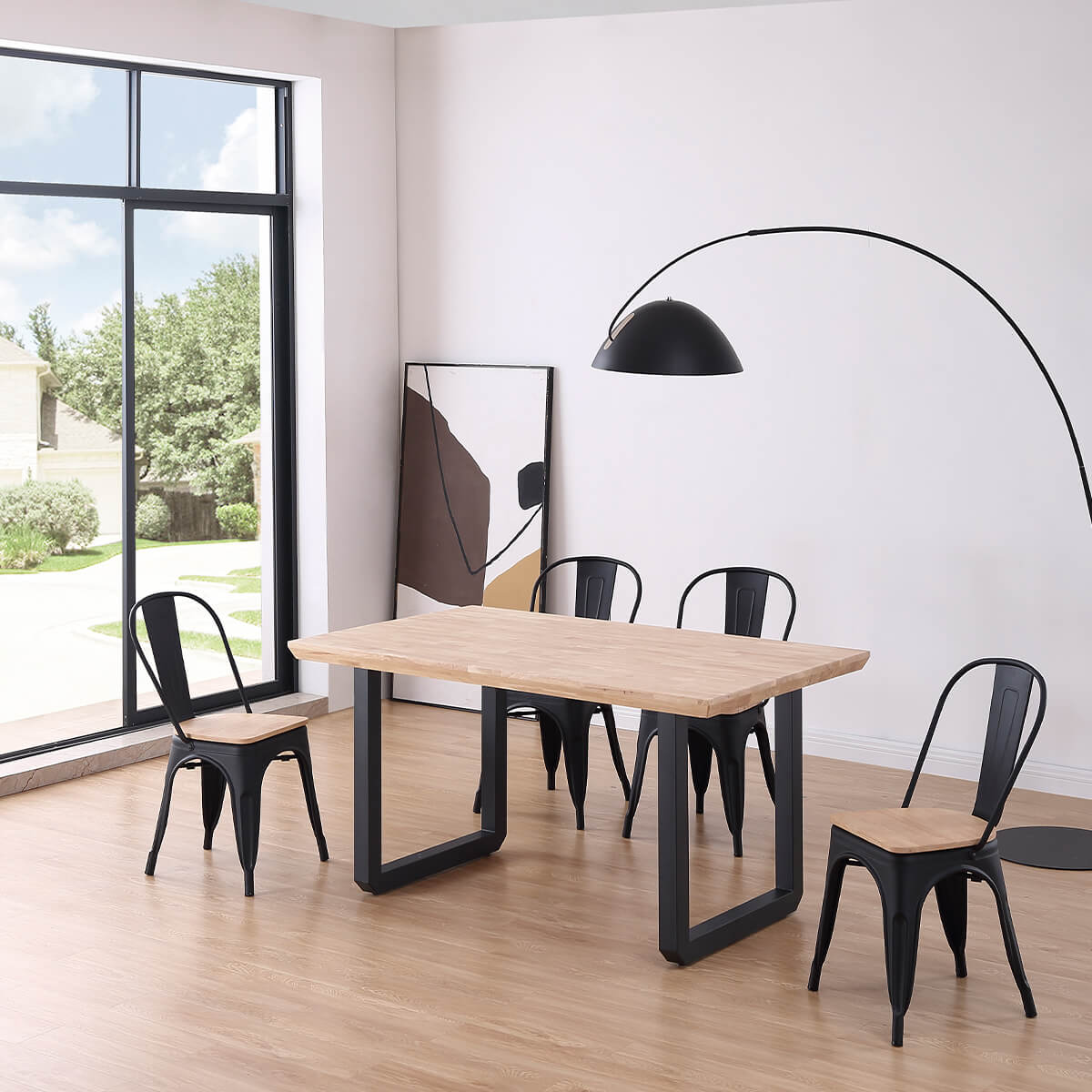 Mesa comedor fija roble nordish y negro