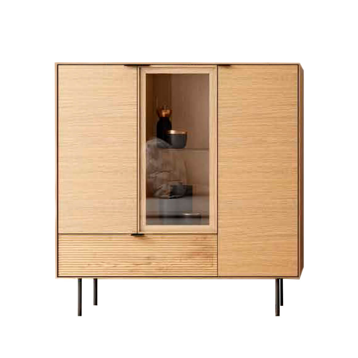 Aparador vertical madera natural vitrina