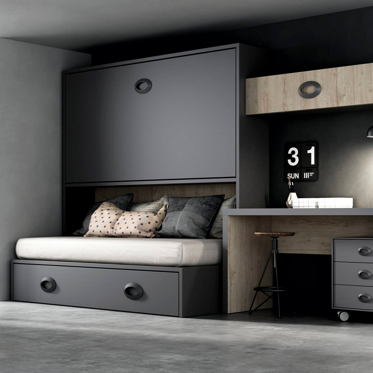 Cama abatible con cama nido