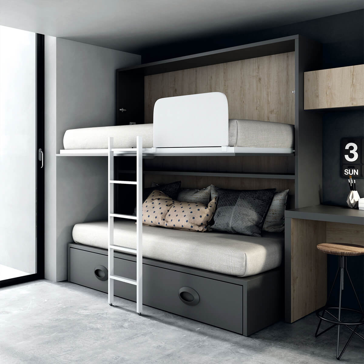 Cama abatible con cama nido