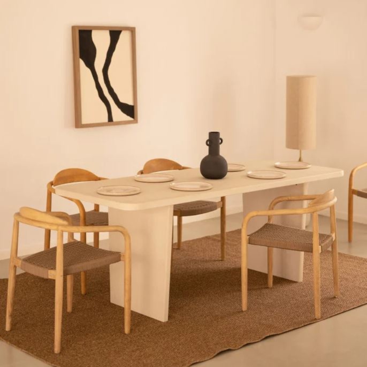 mesa comedor microcemento blanco