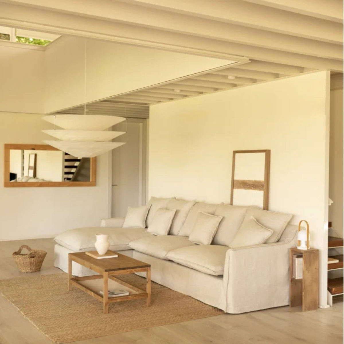 Sofá 4plz con chaise longue izquierdo beige 277 cm